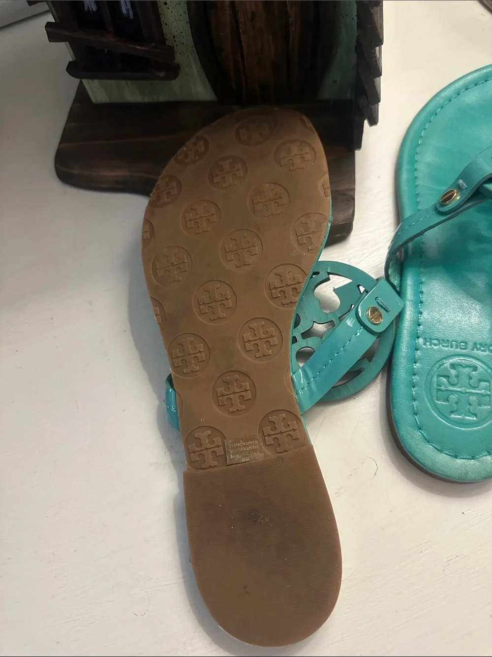 Tory Burch Teal Miller Flats Sandals 6.5